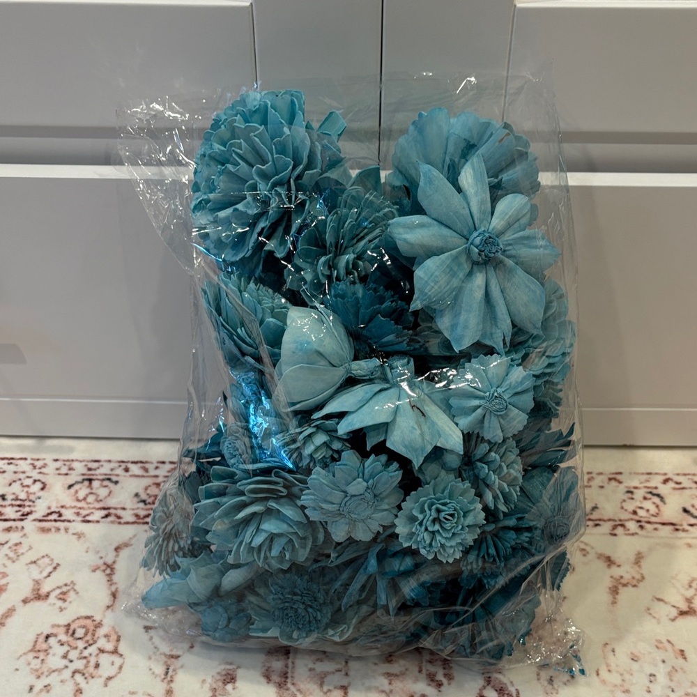 Blue Sola Wood Flowers Floral Decorative Accents